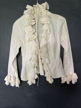 Anne Fontaine Cream Ruffle-Detail Blouse